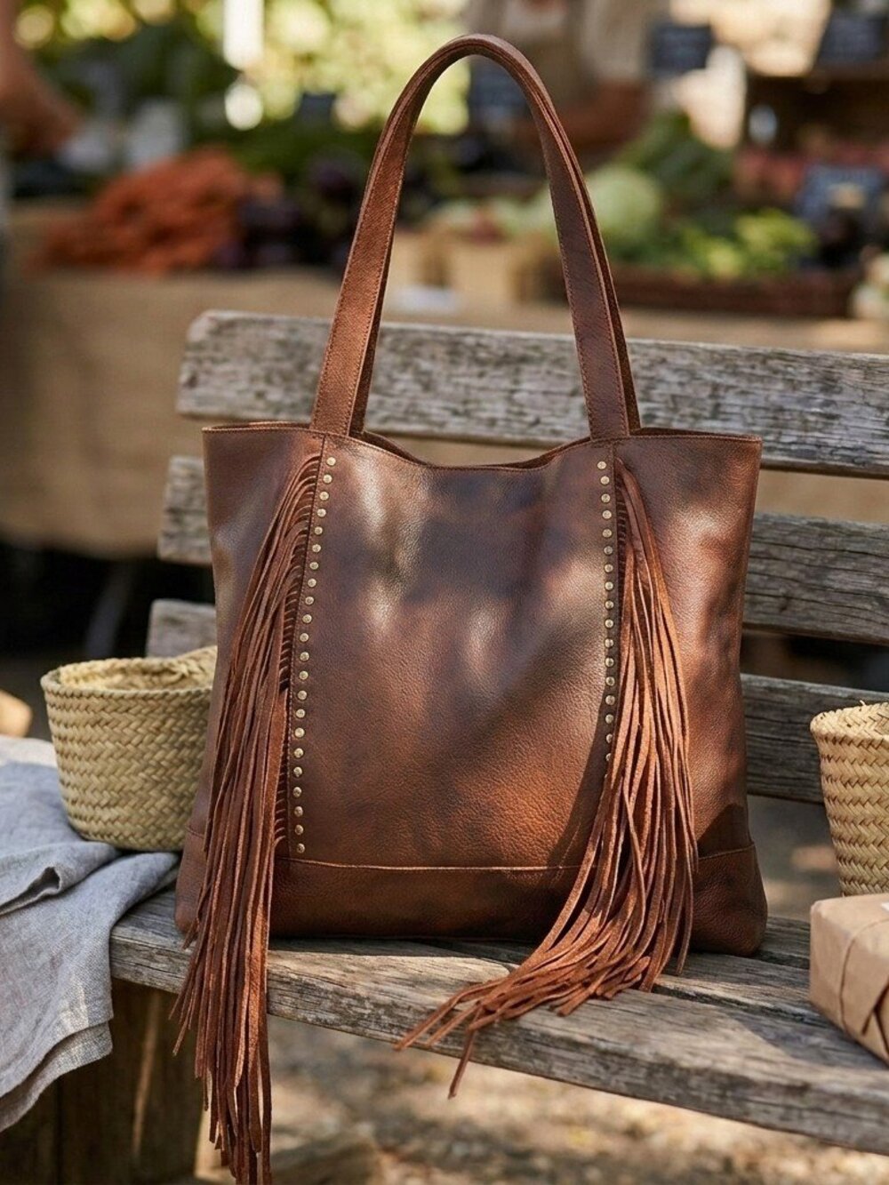 American Darling Boho Fringe Studded Shoulder Bag